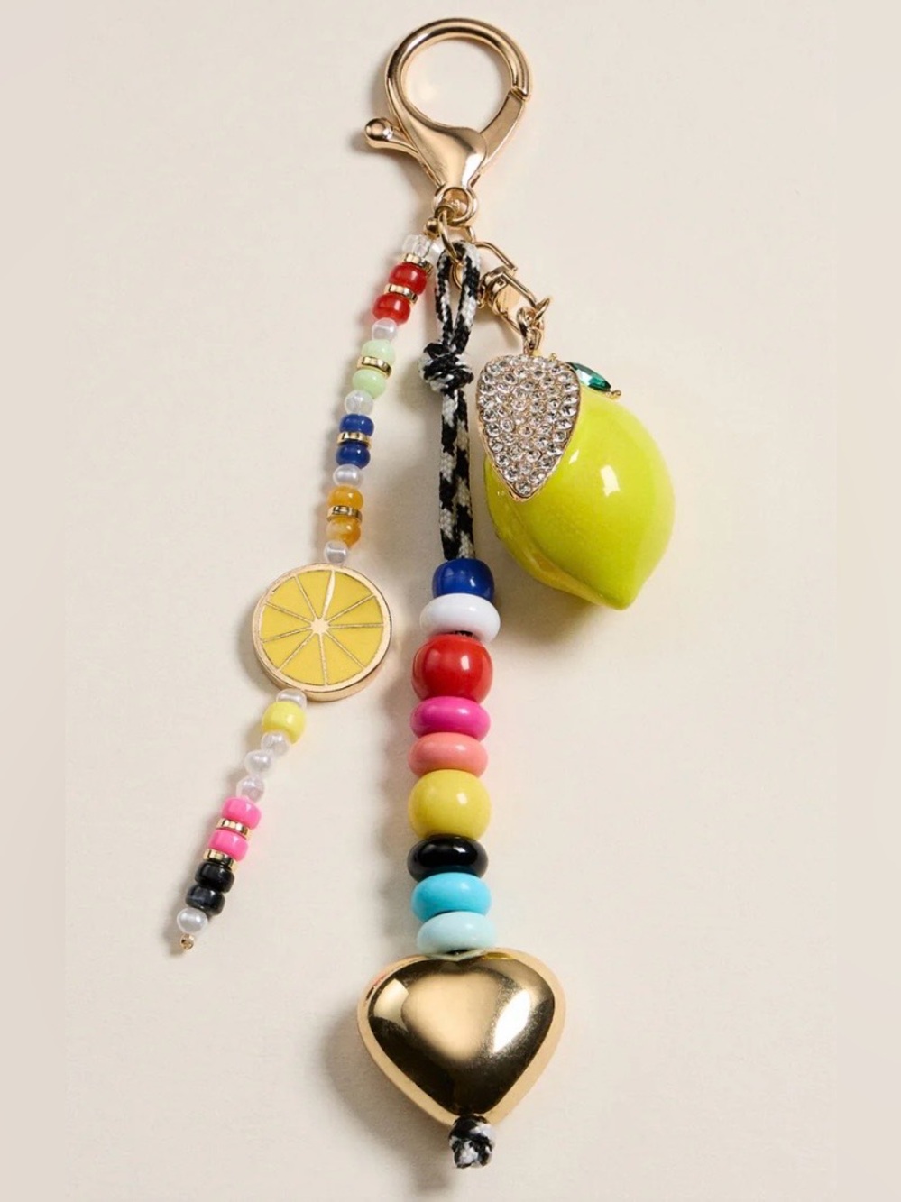 Lilla Haven Colorful Lemon Charm Keychain or bag charm with Enamel Accents NWT